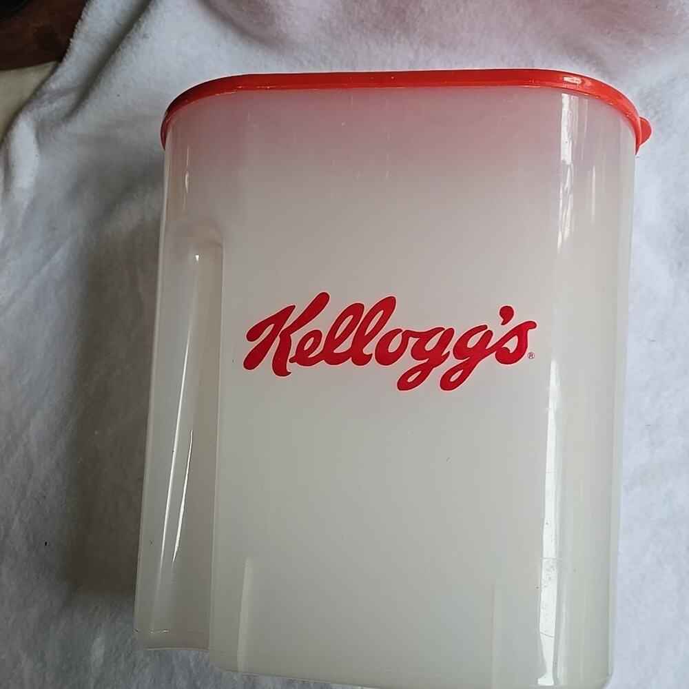 Kellogg 1996 Vintage Cereal Plastic Storage Container with Red Lid - 1 Gallon